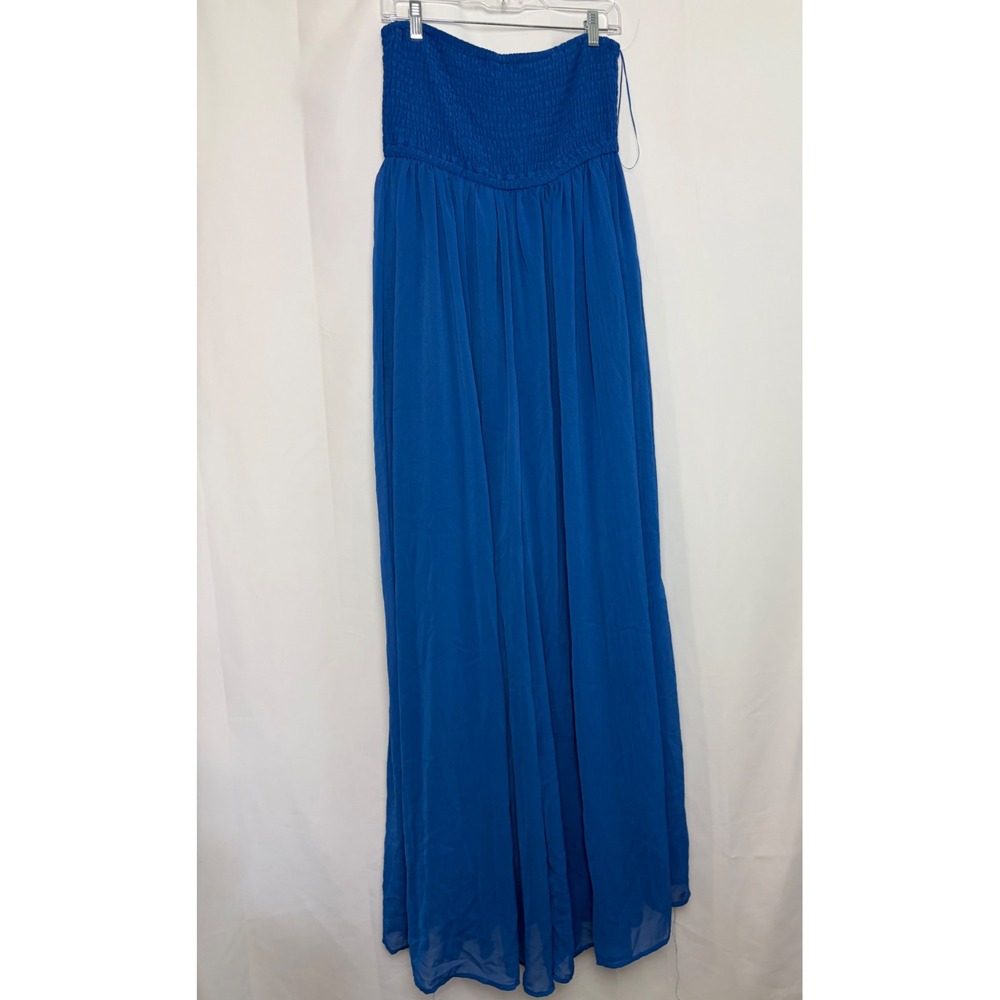 Fashion Nova Royal Blue Strapless Maxi Jumpsuit